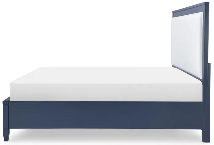 COMPLETE UPHOLSTERED BED WITH STORAGE QUEEN BLUE FINISH - SUMMERLAND INKWELL