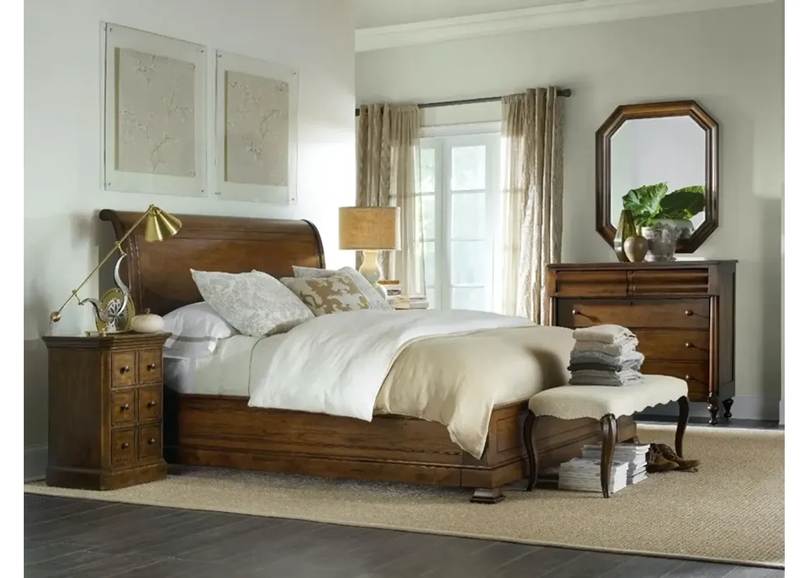 Hooker Furniture Archivist King Sleigh Bed with Low Footboard