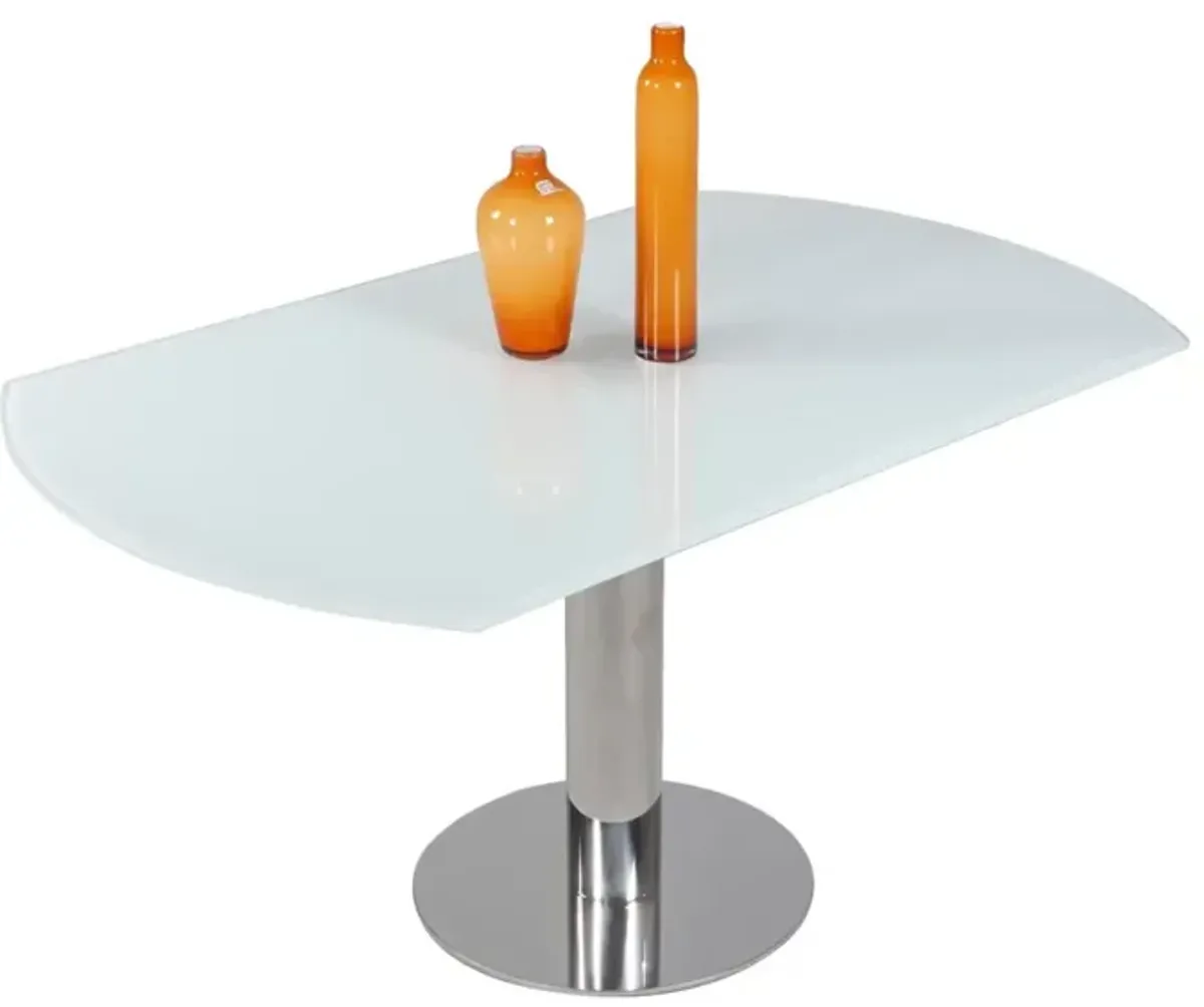 Chintaly Tami Contemporary Motion-Extendable White Glass Dining Table