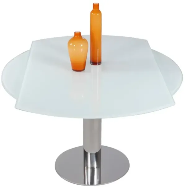 Chintaly Tami Contemporary Motion-Extendable White Glass Dining Table