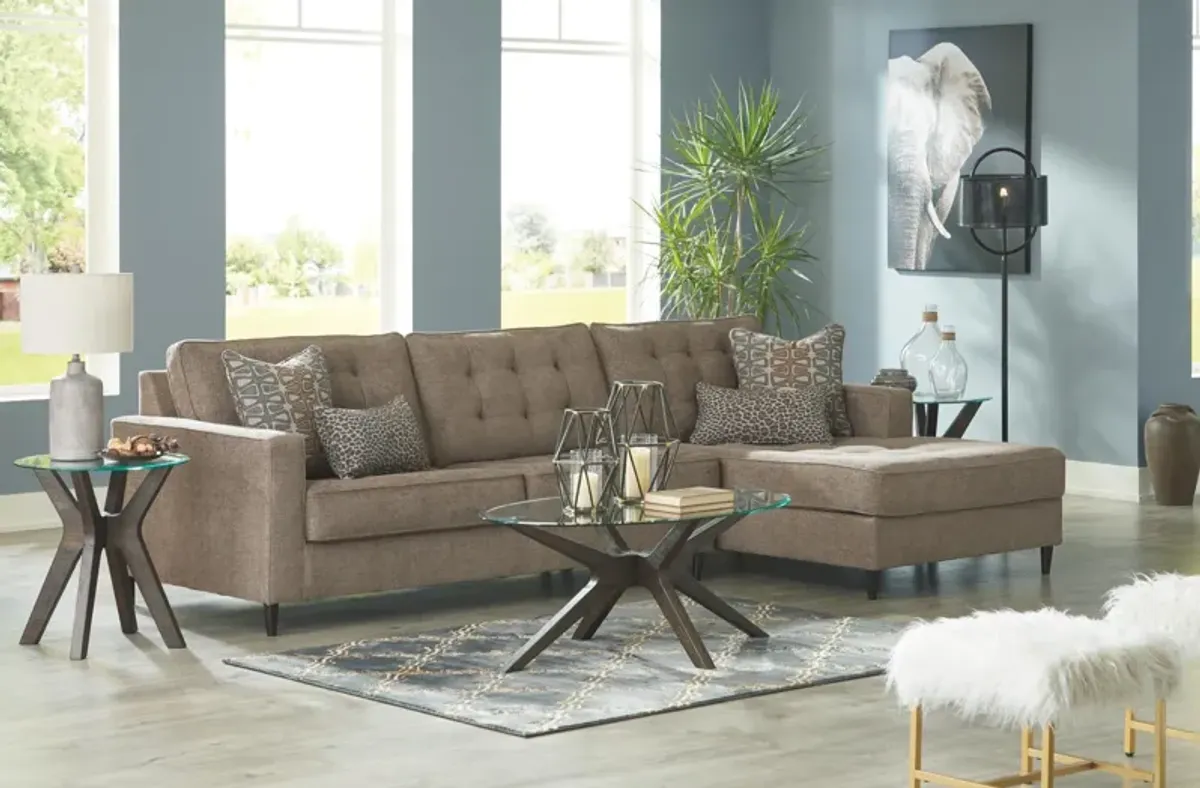 Ashley Flintshire 2-Piece Sectional with Chaise Right-Arm Facing Auburn