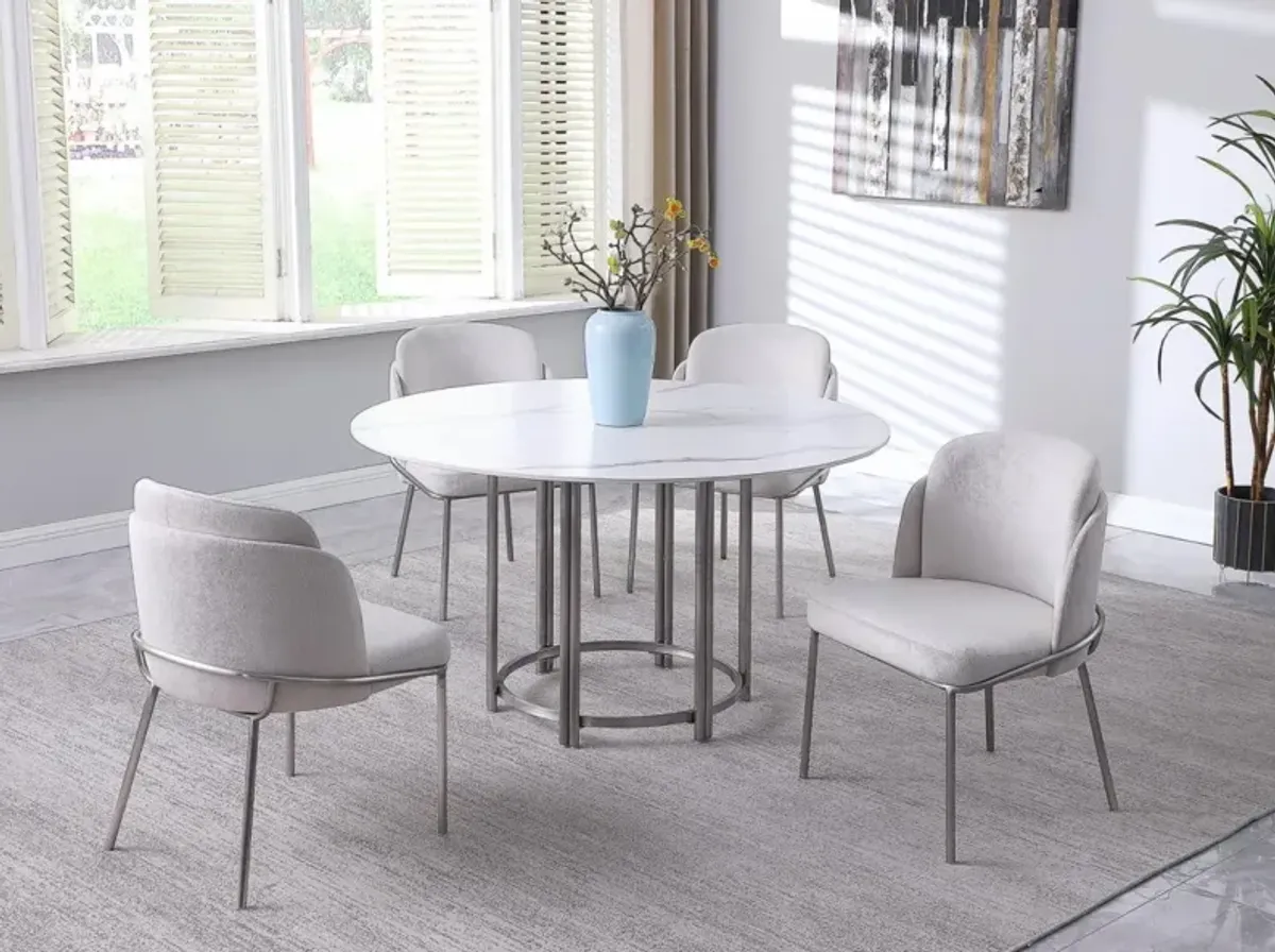 Chintaly Kamila Contemporary Dining Set with Sintered Stone Top Table & 4 Chairs