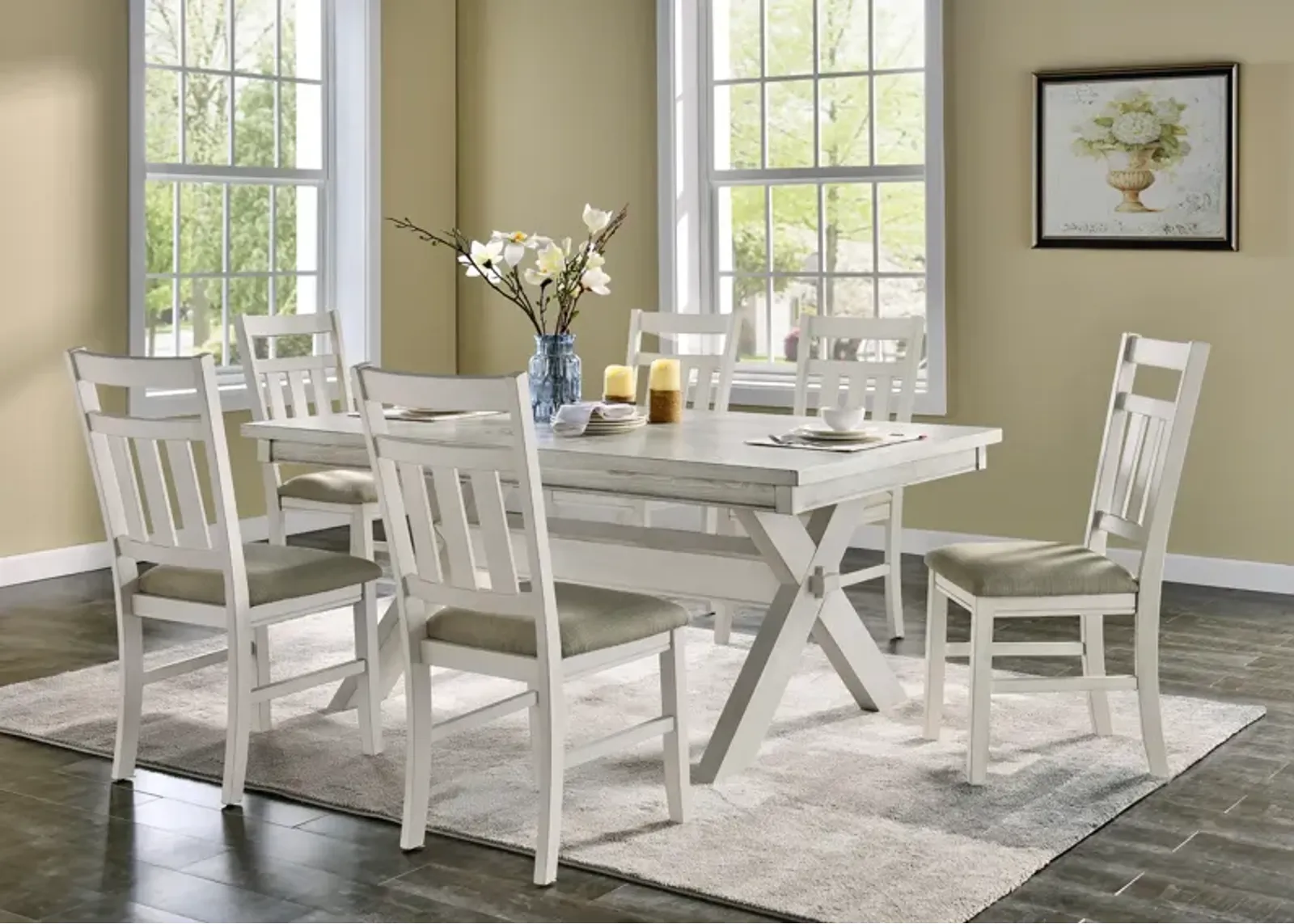 Powell Turino Smokey White 7-Piece Dining Set