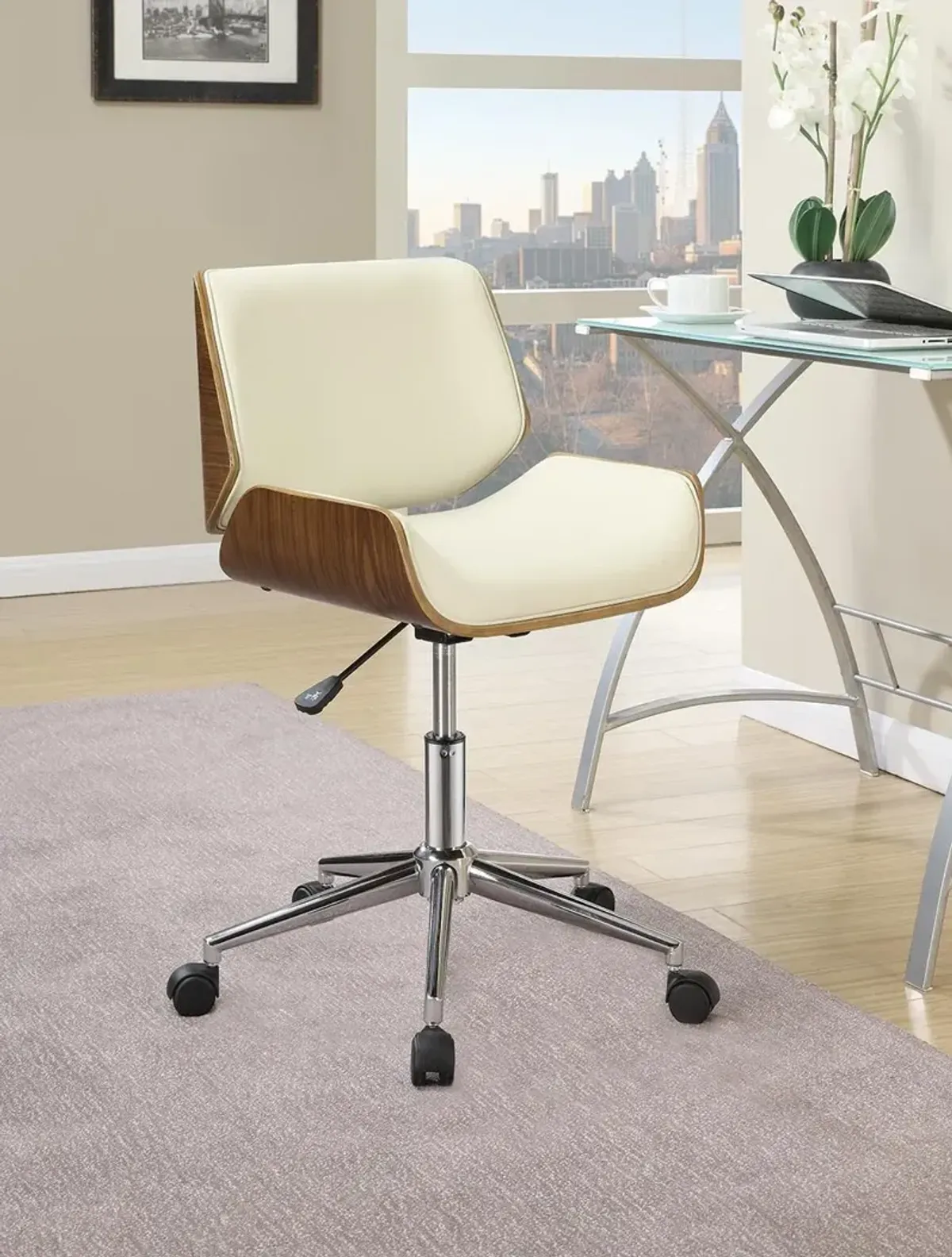 Coaster Addington Upholstered Adjustable Office Desk Chair Ecru