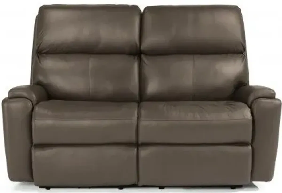 Flexsteel Rio Dark Stone Reclining Leather Loveseat