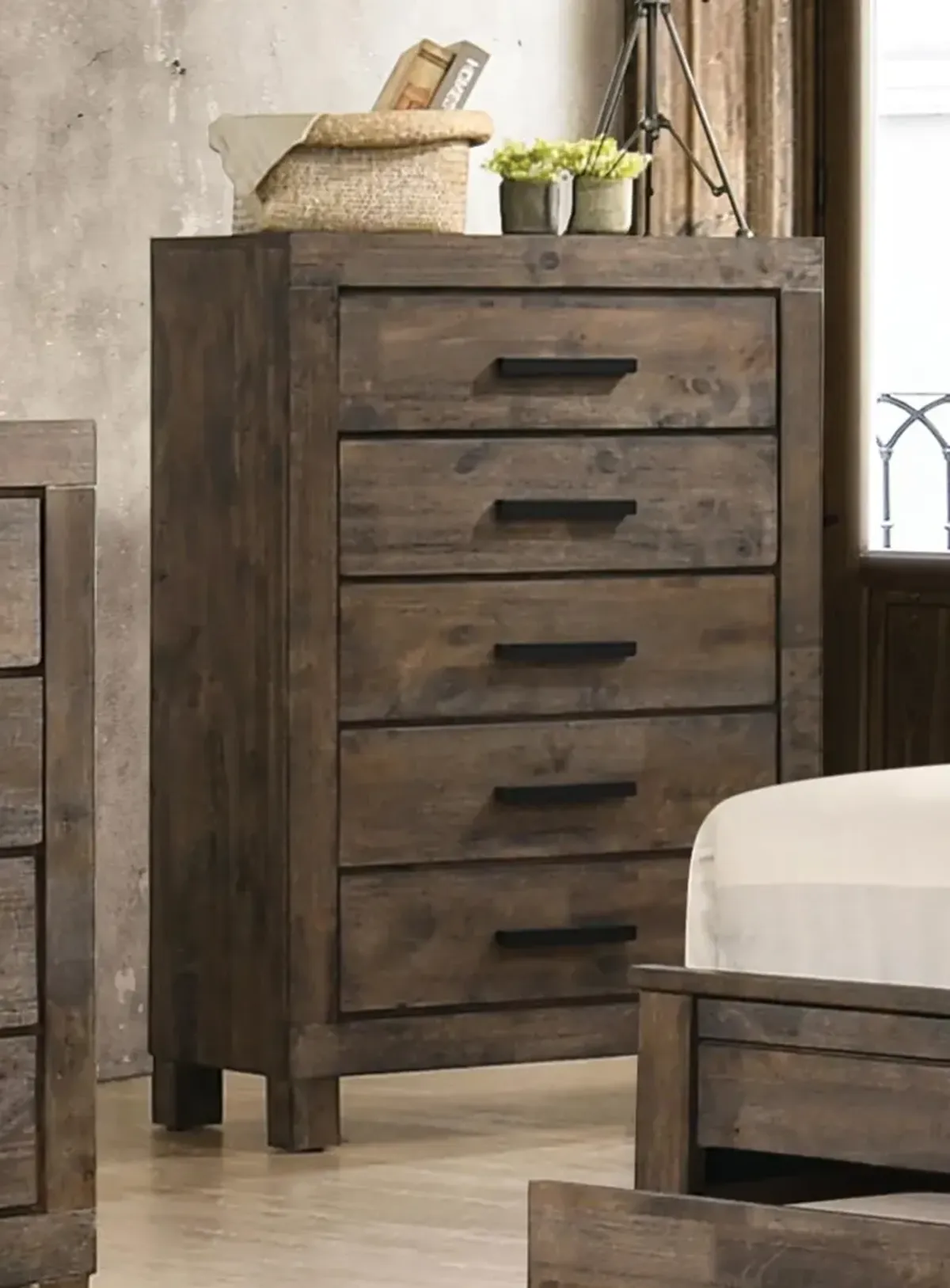 Coaster Woodmont 5-Drawer Bedroom Chest Rustic Golden Brown