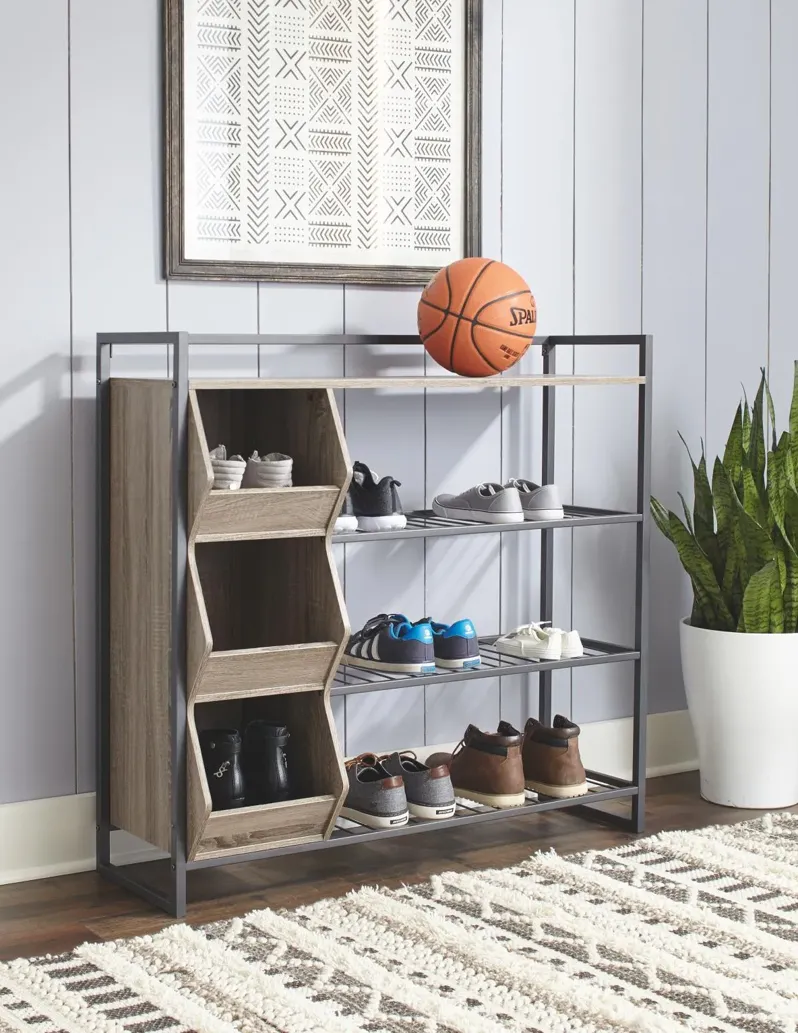 MACCENET SHOE RACK GRAYISH BROWN/GUNMETAL SIGNATURE DESIGN