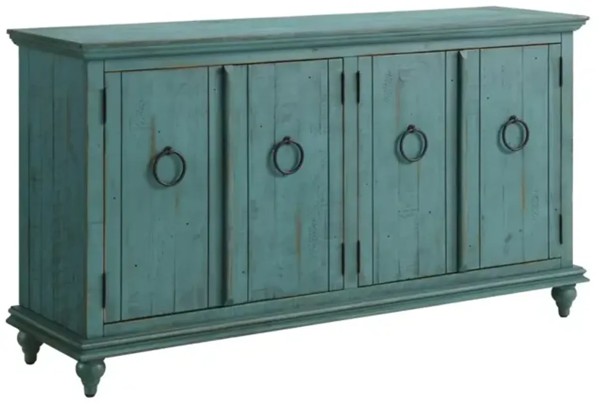 Martin Svensson Garden District Solid Wood TV Stand in Rustic Turquoise