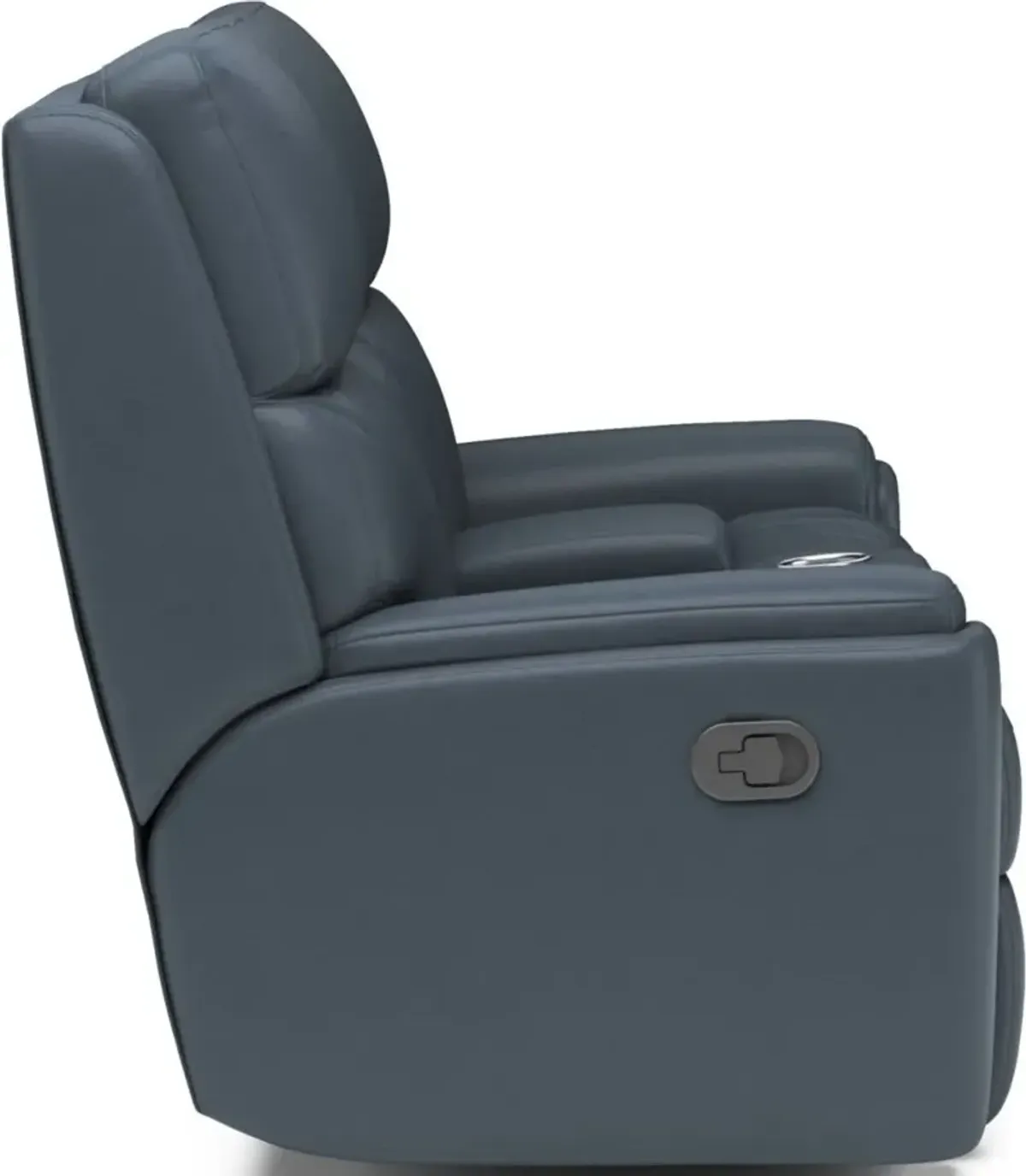 Flexsteel Rio Blue Reclining Leather Loveseat with Console