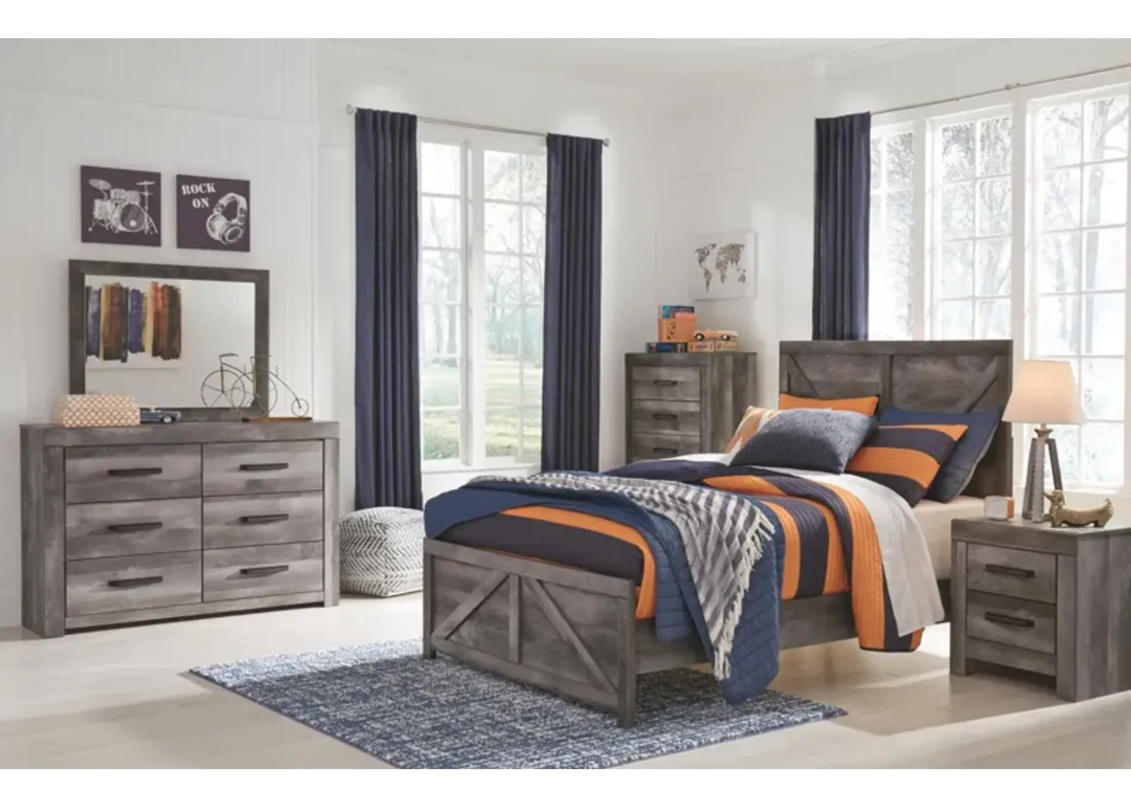 Wynnlow Gray Full Crossbuck Panel Bed