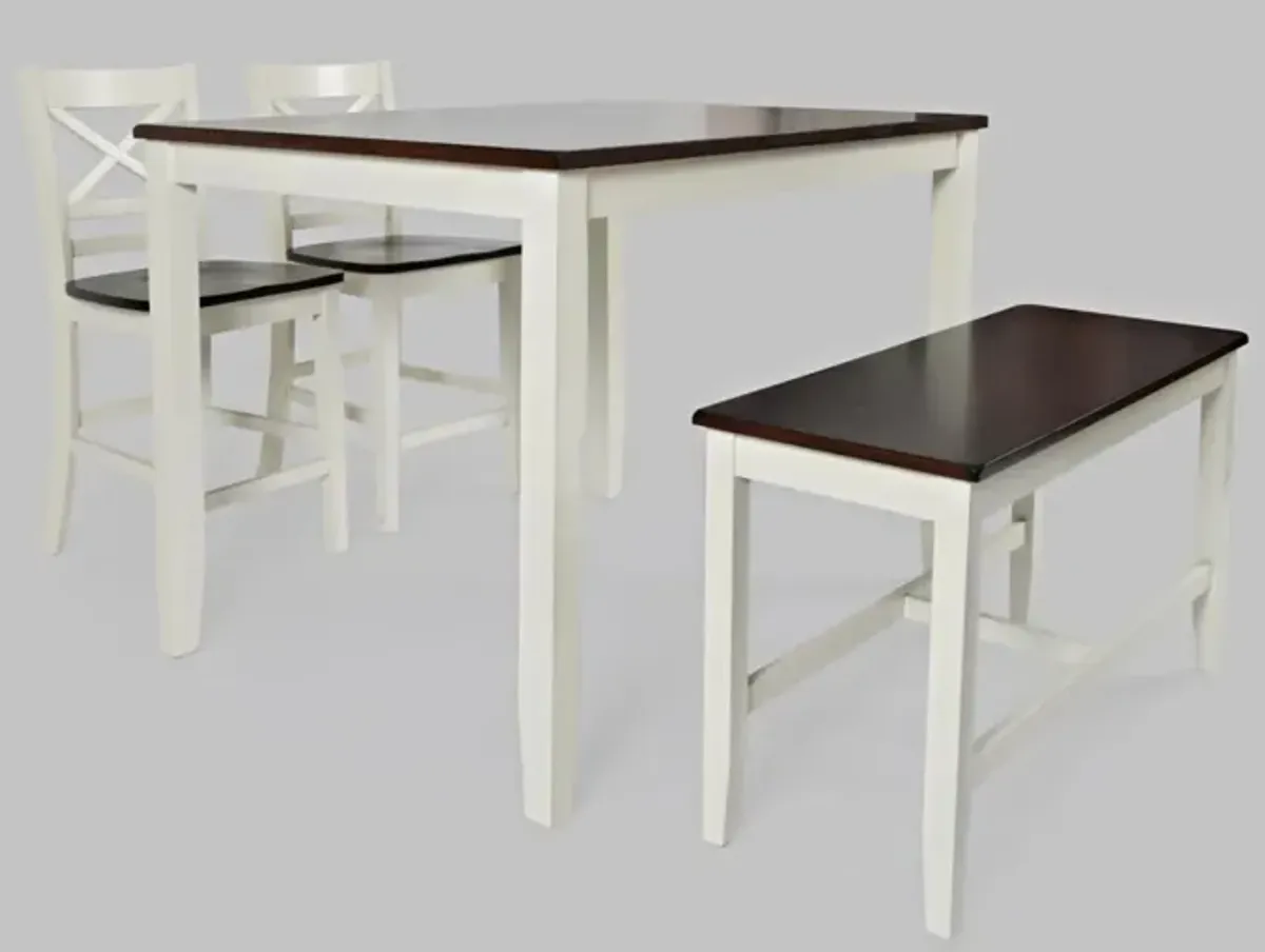 Jofran Asbury Park Table with 2 Stools, Bench White Autumn Brown