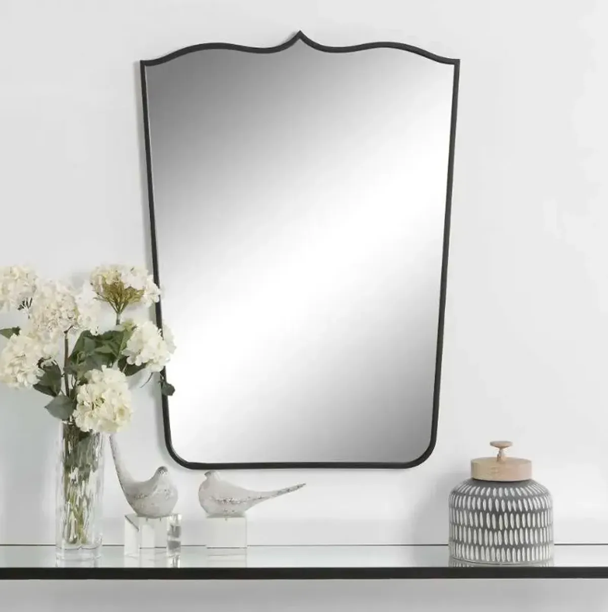 Uttermost Tiara Satin Black Curved Mirror