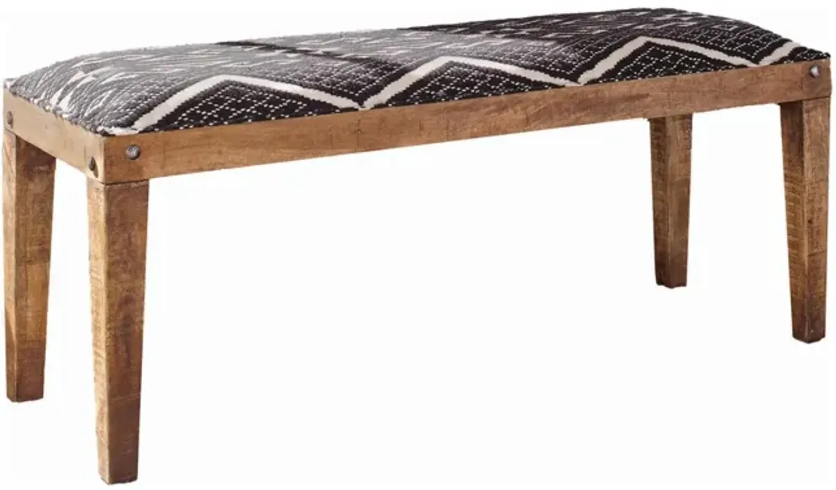 Coaster Lamont Fabric Upholstered Accent Bench Black & Natural