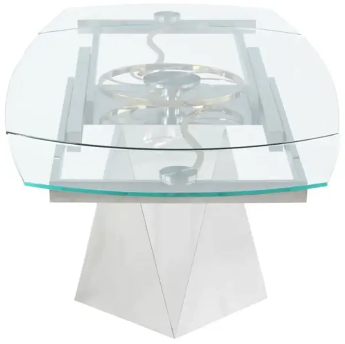 GLORIA CONTEMPORARY MOTION-EXTENDABLE GLASS DINING TABLE