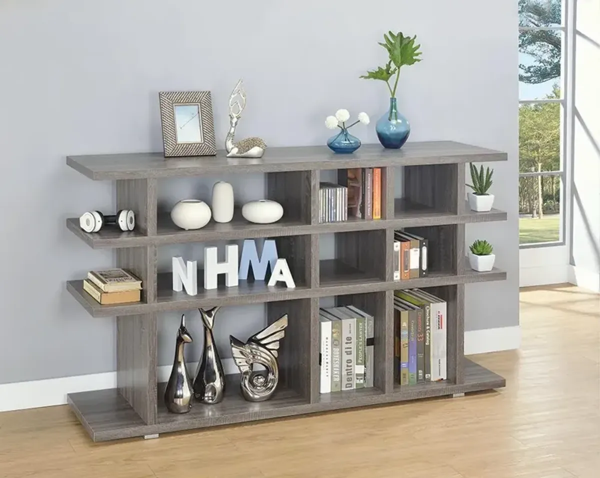 Coaster Weathered Grey 3-Tier Bookcase