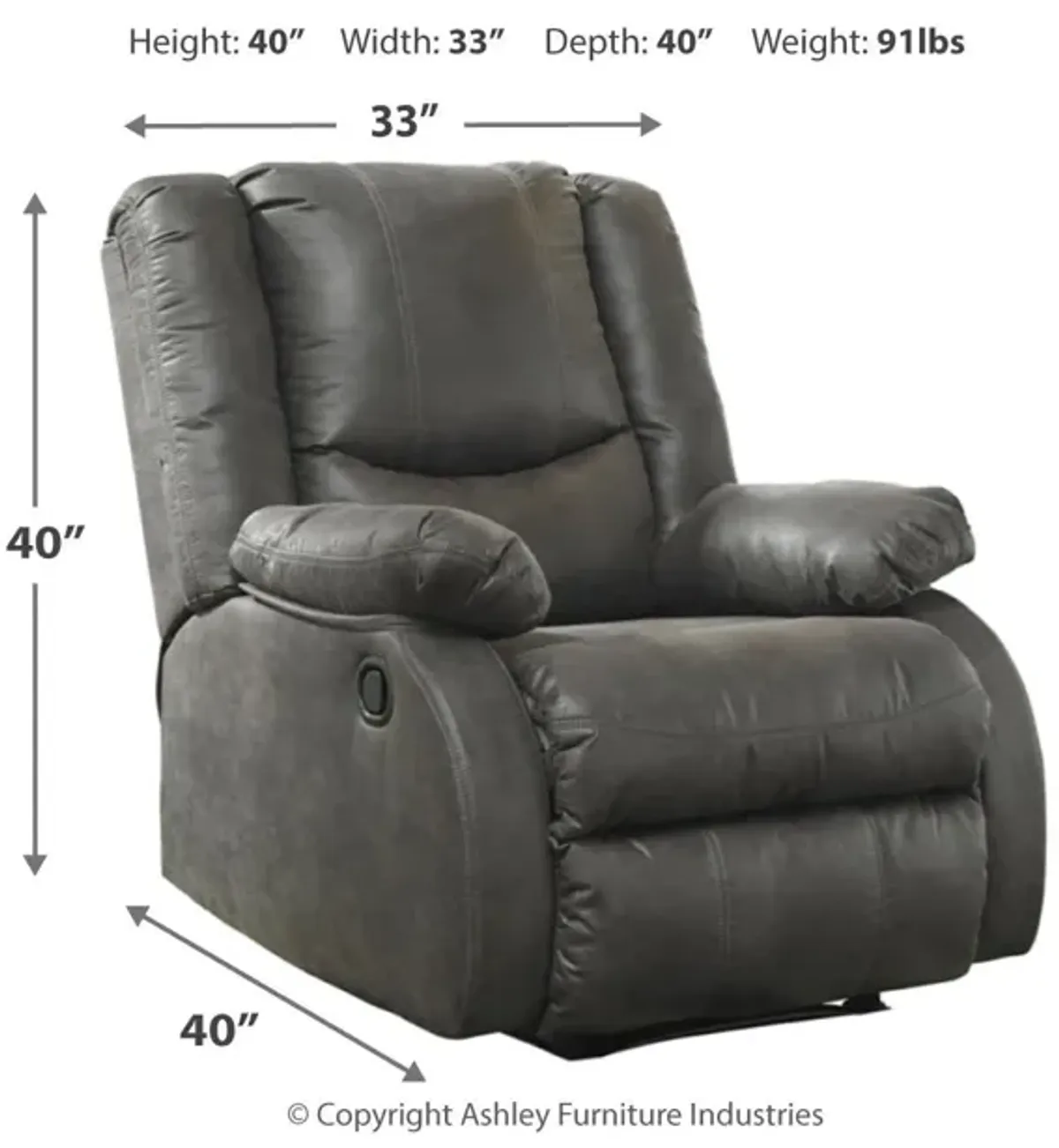 Ashley Bladewood Slate Zero Wall Recliner