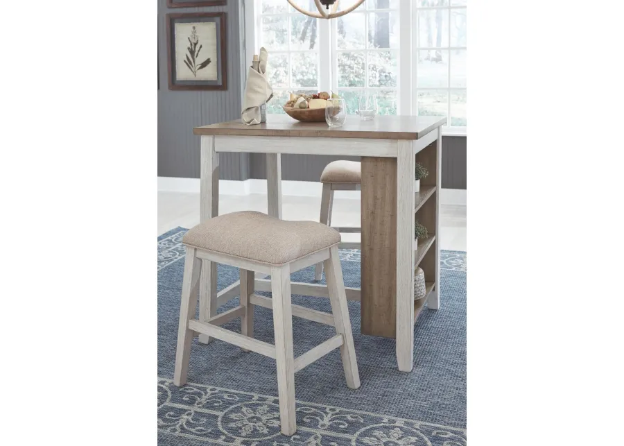 SKEMPTON COUNTER HEIGHT DINING TABLE AND BAR STOOLS (SET OF 3) WHITE LIGHT BROWN SIGNATURE DESIGN