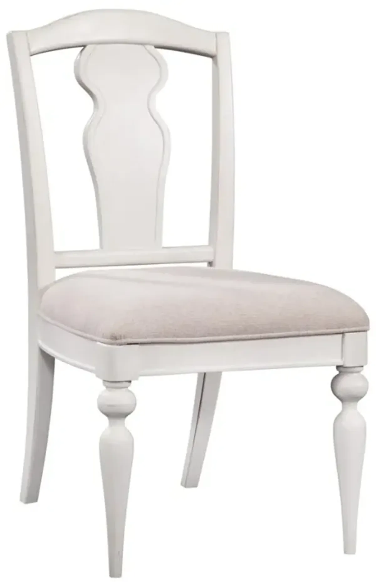 RODANTHE DOVE WHITE WITH RUB-THROUGH 7-PIECE DINING SET - PEDESTAL DINING TABLE & 4 SPLAT BACK CHAIRS & 2 HOST CHAIRS