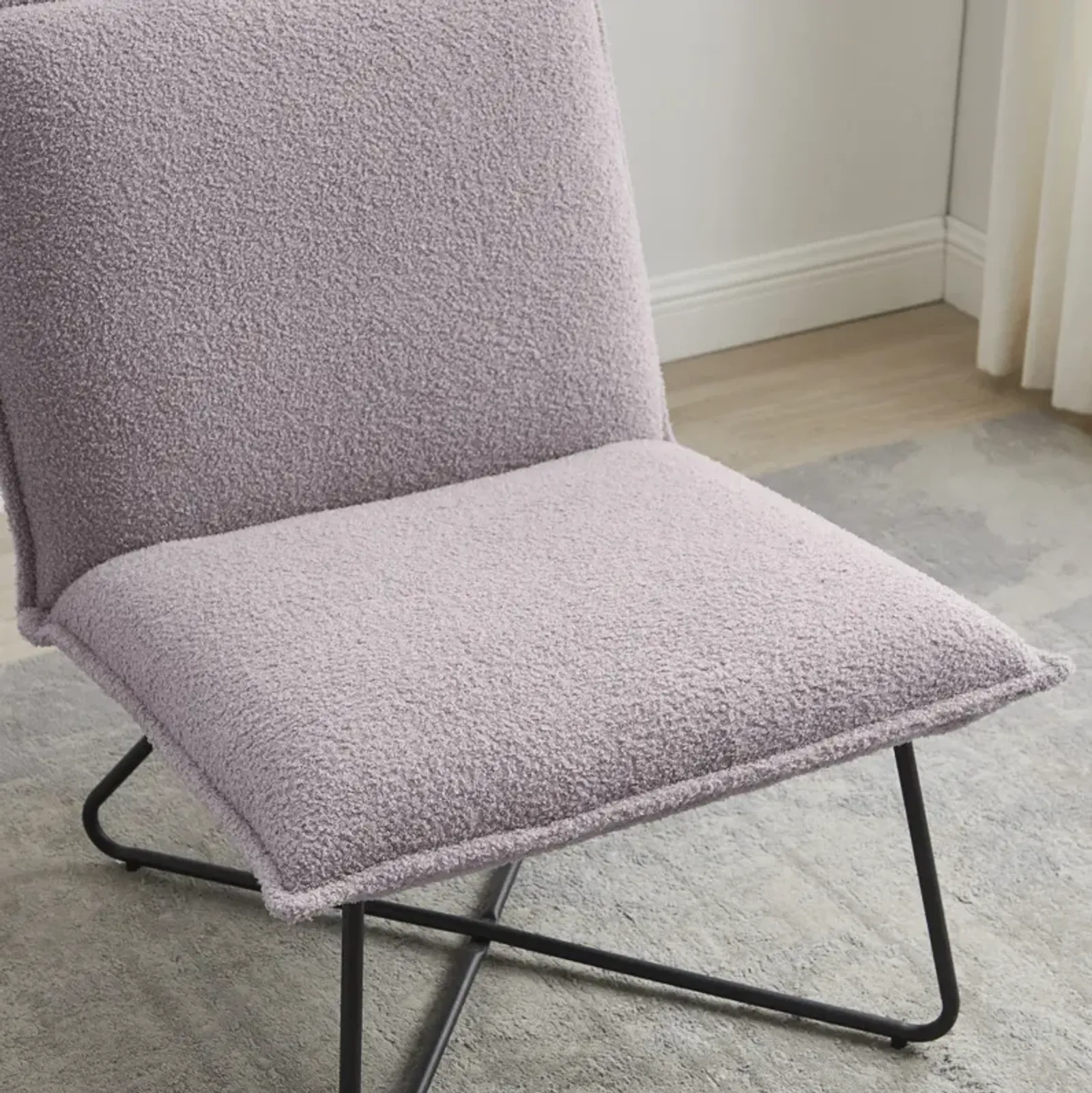 Linon Kelvin Sherpa Grey Armless Chair