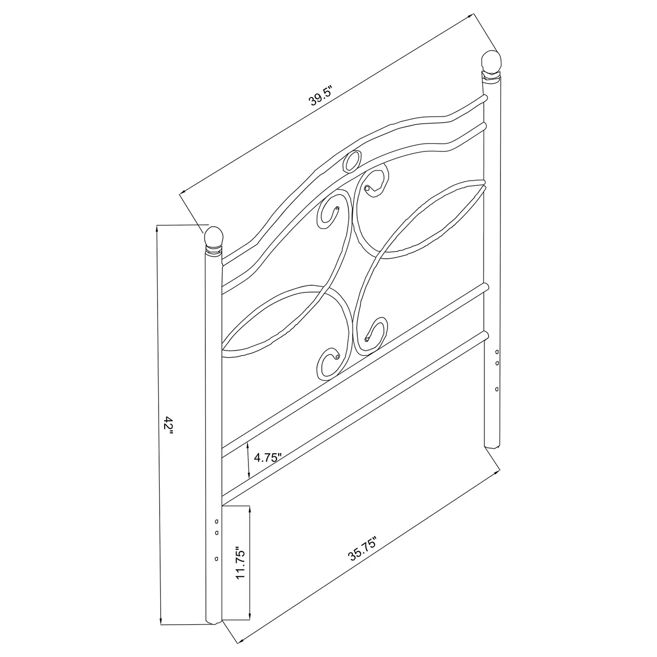 TWIN METAL HEADBOARD BLACK