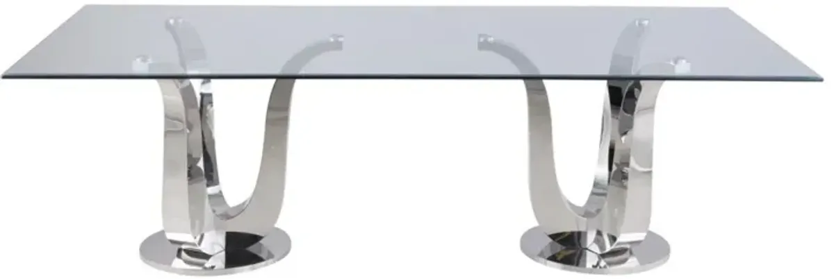 ADELLE CONTEMPORARY RECTANGULAR GLASS DINING TABLE