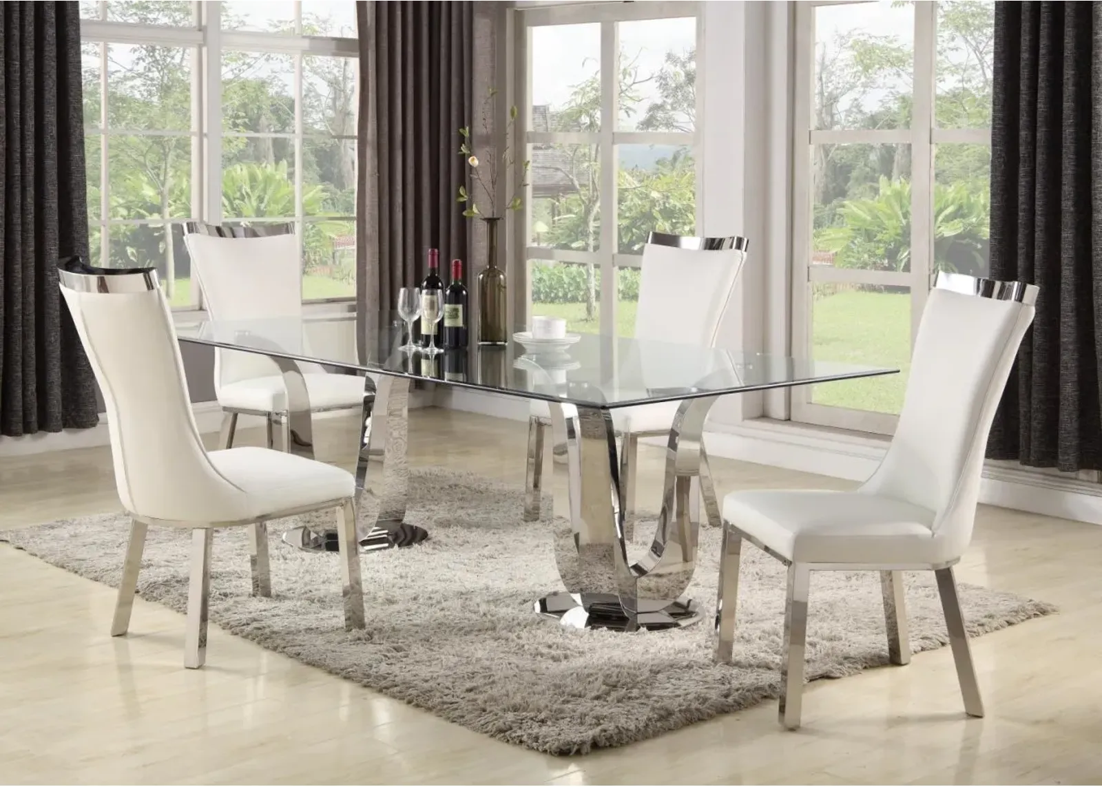 ADELLE CONTEMPORARY RECTANGULAR GLASS DINING TABLE