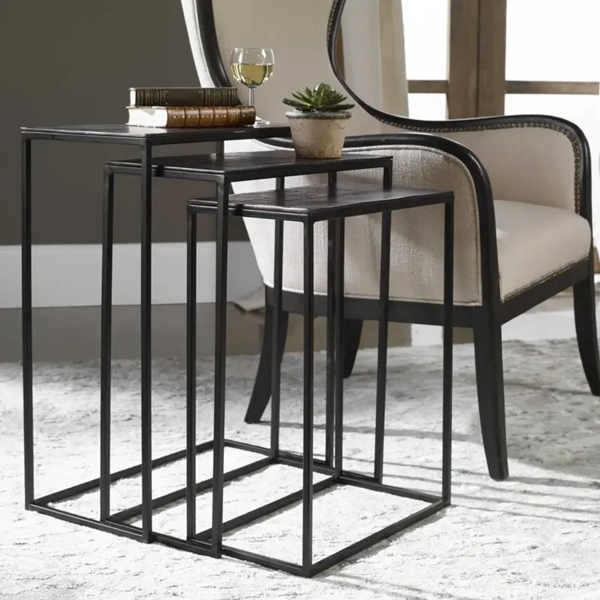 Uttermost Coreene 3-Piece Bronze Nesting Tables