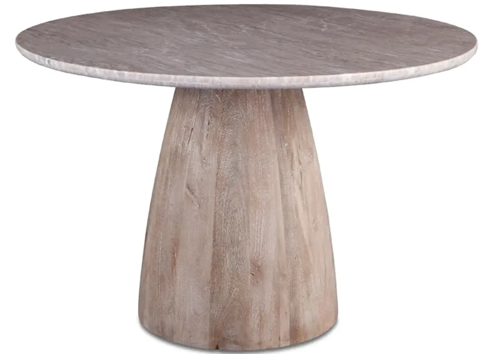 Home Trends Design Palm Springs Natural Brown Marble Dining Table with Modern Washed Wood Base