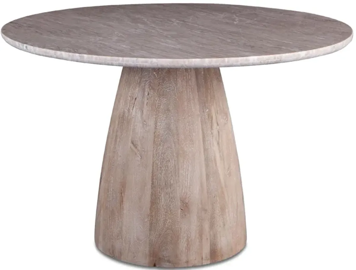 Home Trends Design Palm Springs Natural Brown Marble Dining Table with Modern Washed Wood Base