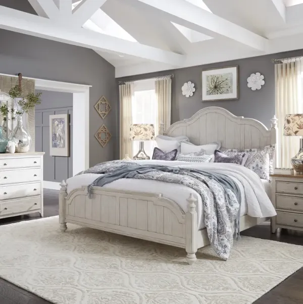 Liberty Furniture Complete Queen Bedroom Set Poster Bed, Dresser, Mirror & Nightstand Farmhouse Reimagined