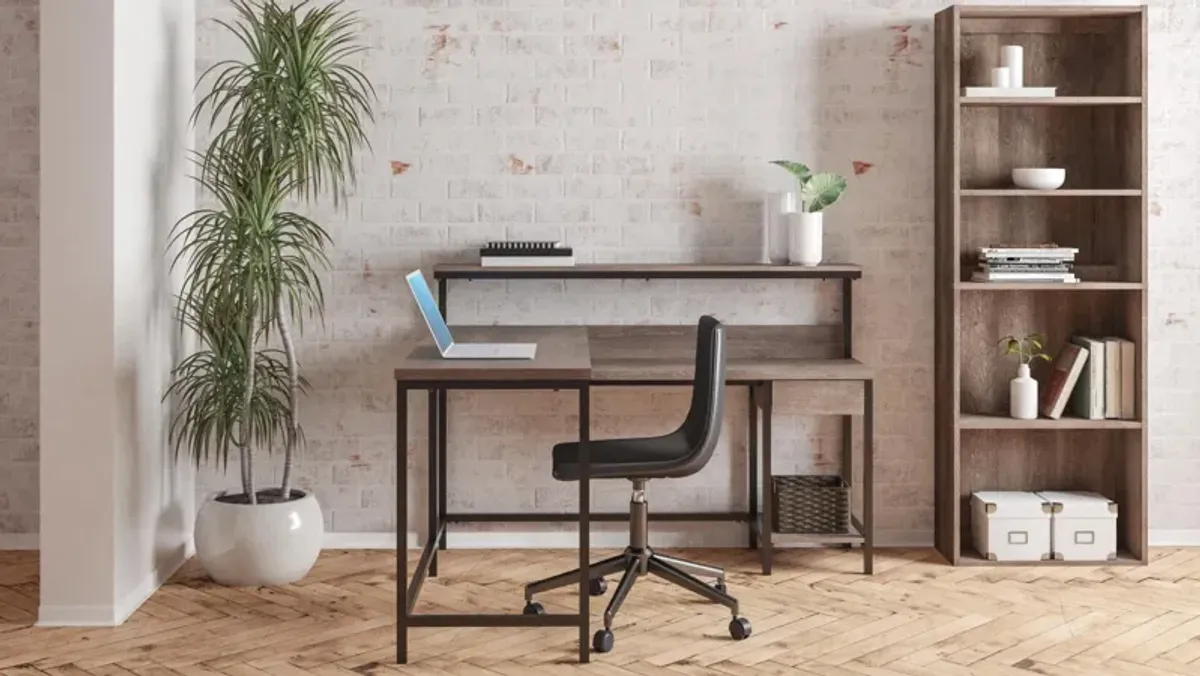 Ashley Arlenbry Gray L-Desk with Storage