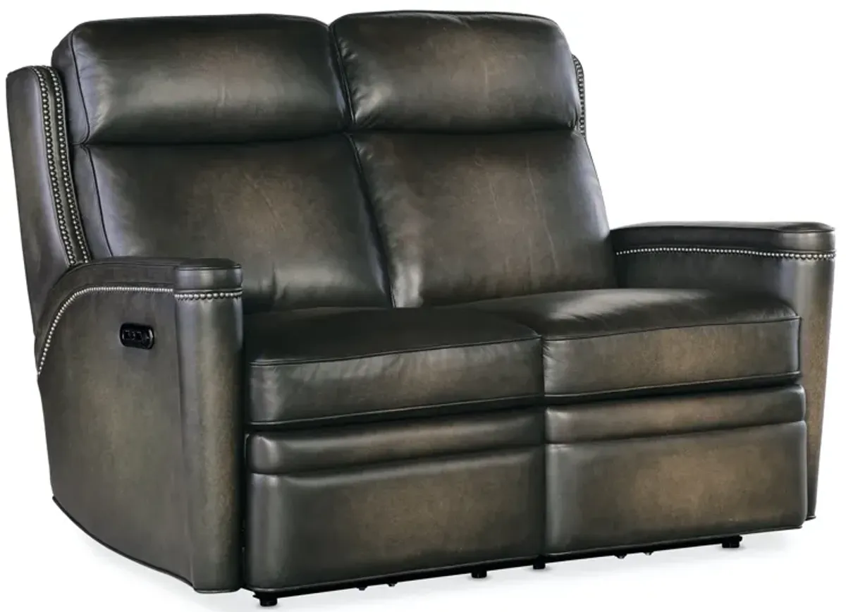 Hooker Furniture Hamilton Sarzana Castle Leather Power Leather Loveseat with Power Headrest