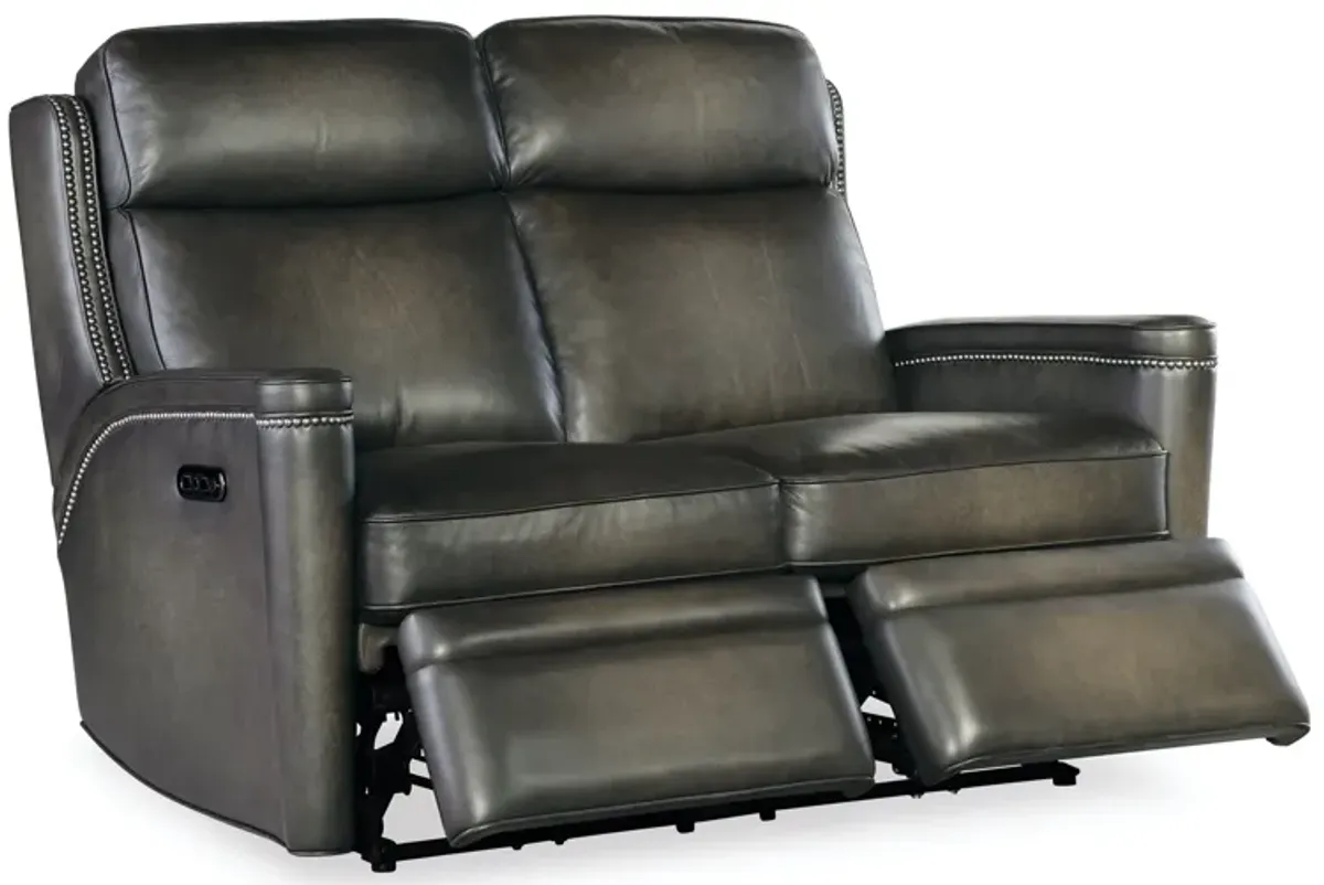 Hooker Furniture Hamilton Sarzana Castle Leather Power Leather Loveseat with Power Headrest