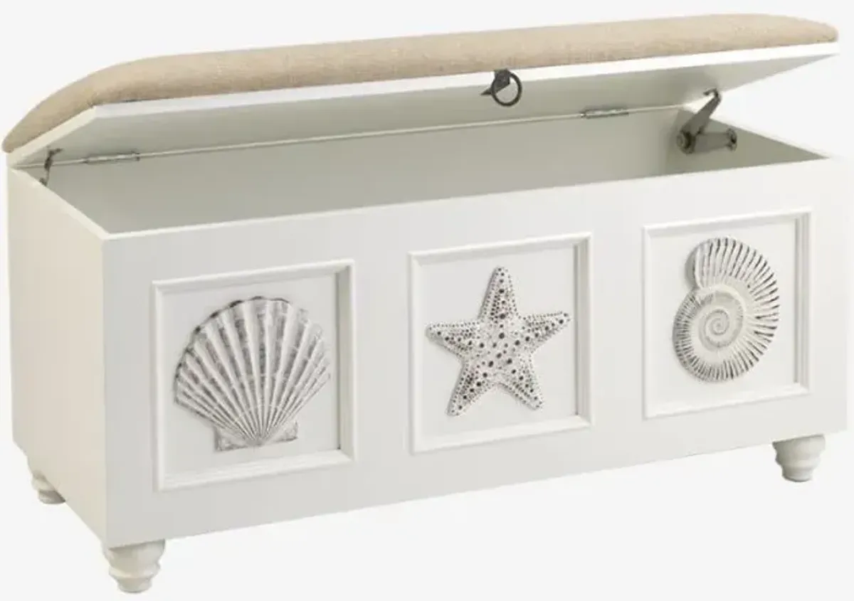 Madison Avenue Sea Haven White Storage Bench