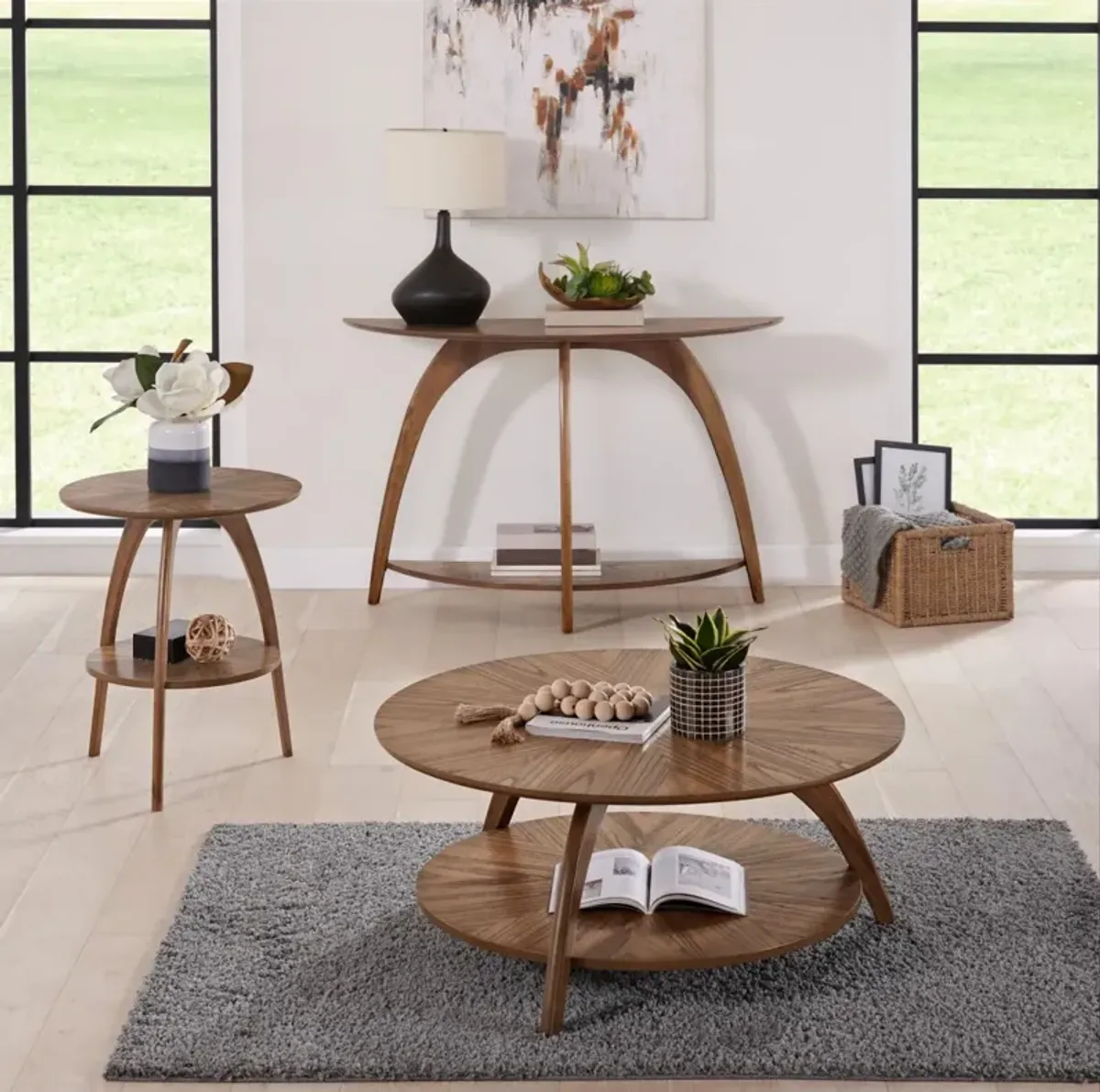 Martin Svensson Lax 20 Inch Round End Table with Storage in Warm Nutmeg