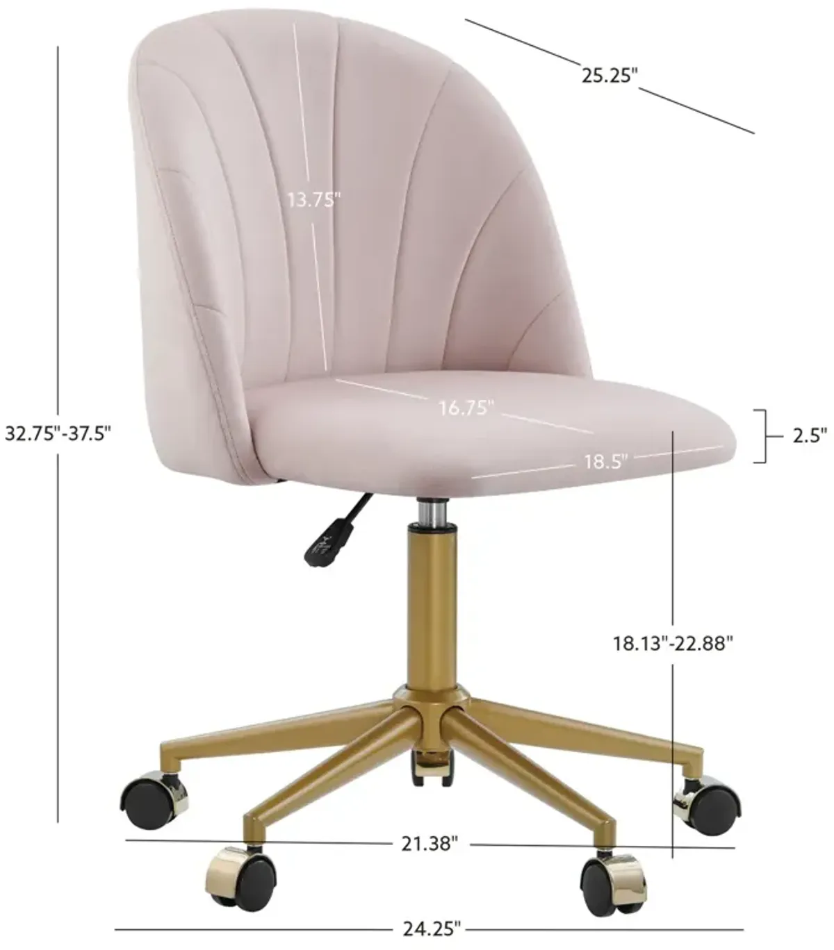 Linon Adalynn Blush Pink Desk Chair