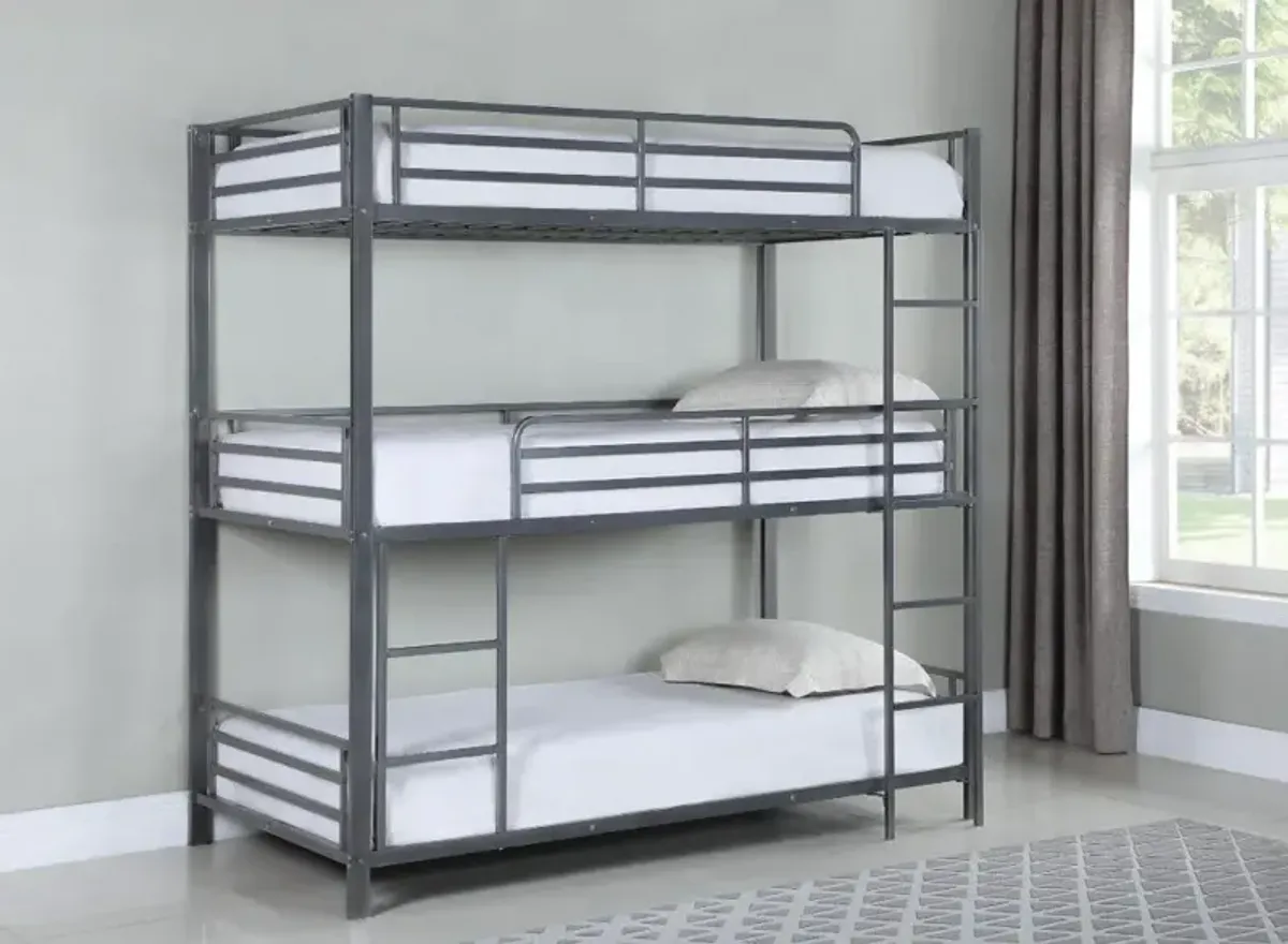 Coaster Maynard Metal Twin Triple Bunk Bed Gunmetal