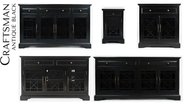 Jofran Craftsman 32 Inch Accent Cabinet Antique Black