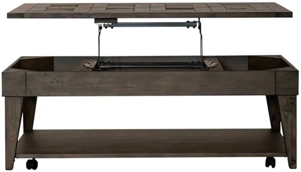 Liberty Furniture Arrowcreek Weathered Stone Lift-Top Cocktail Table