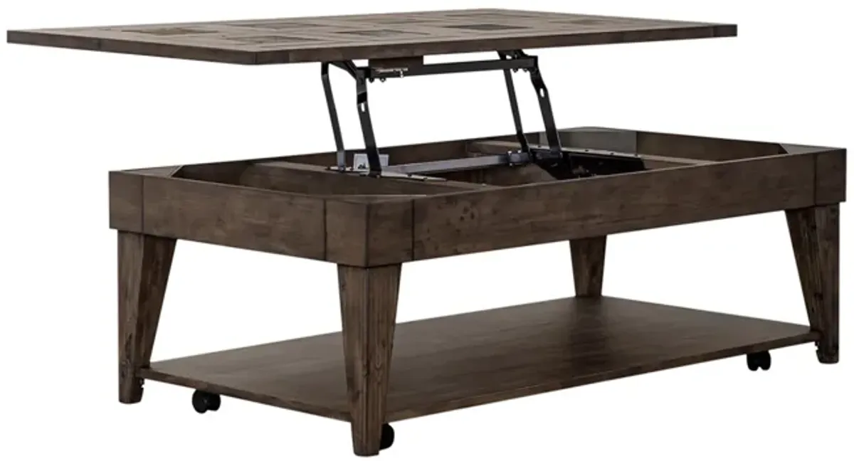 Liberty Furniture Arrowcreek Weathered Stone Lift-Top Cocktail Table