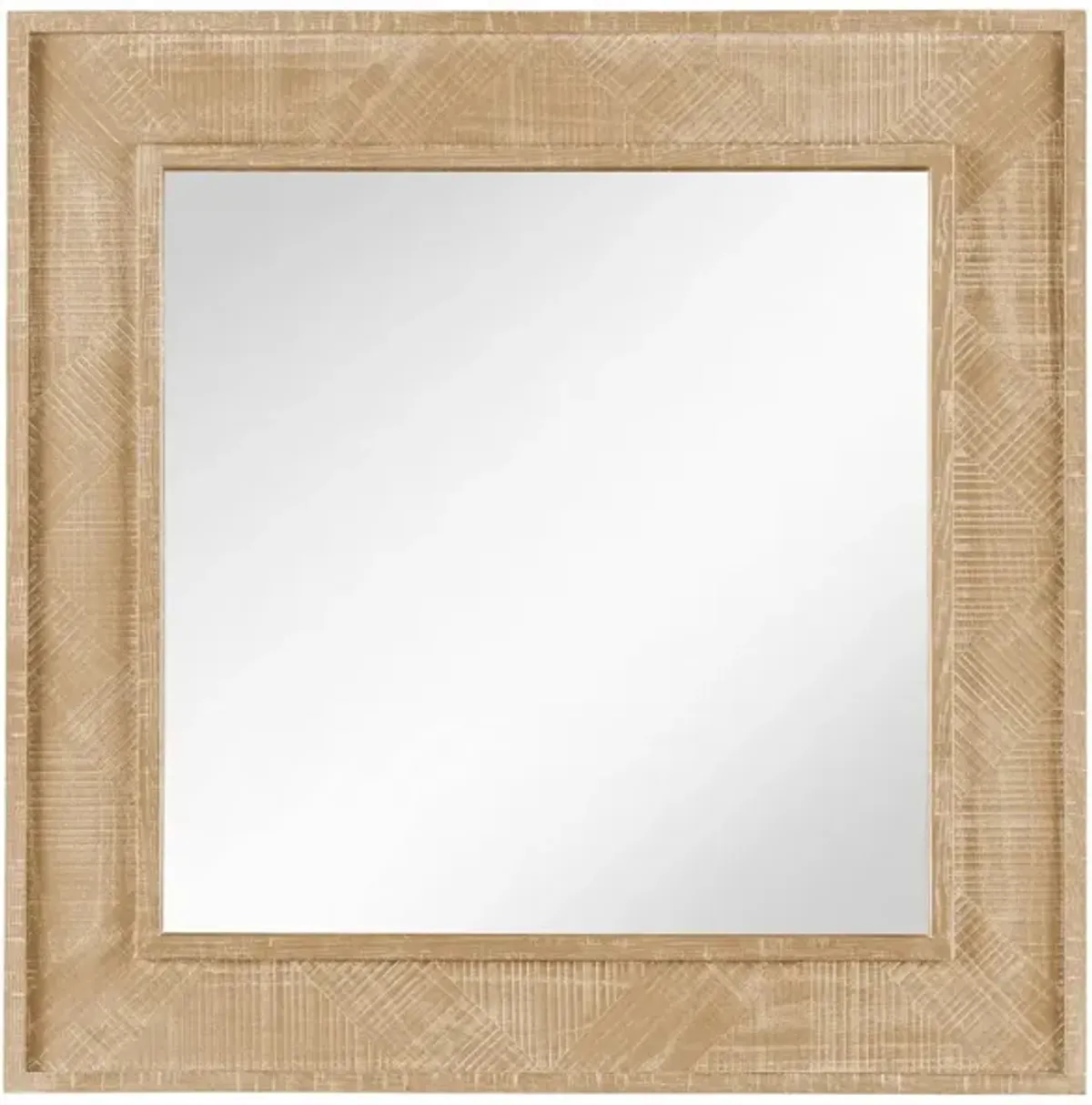 Universal Modern Farmhouse Rustic Oak Square Mirror