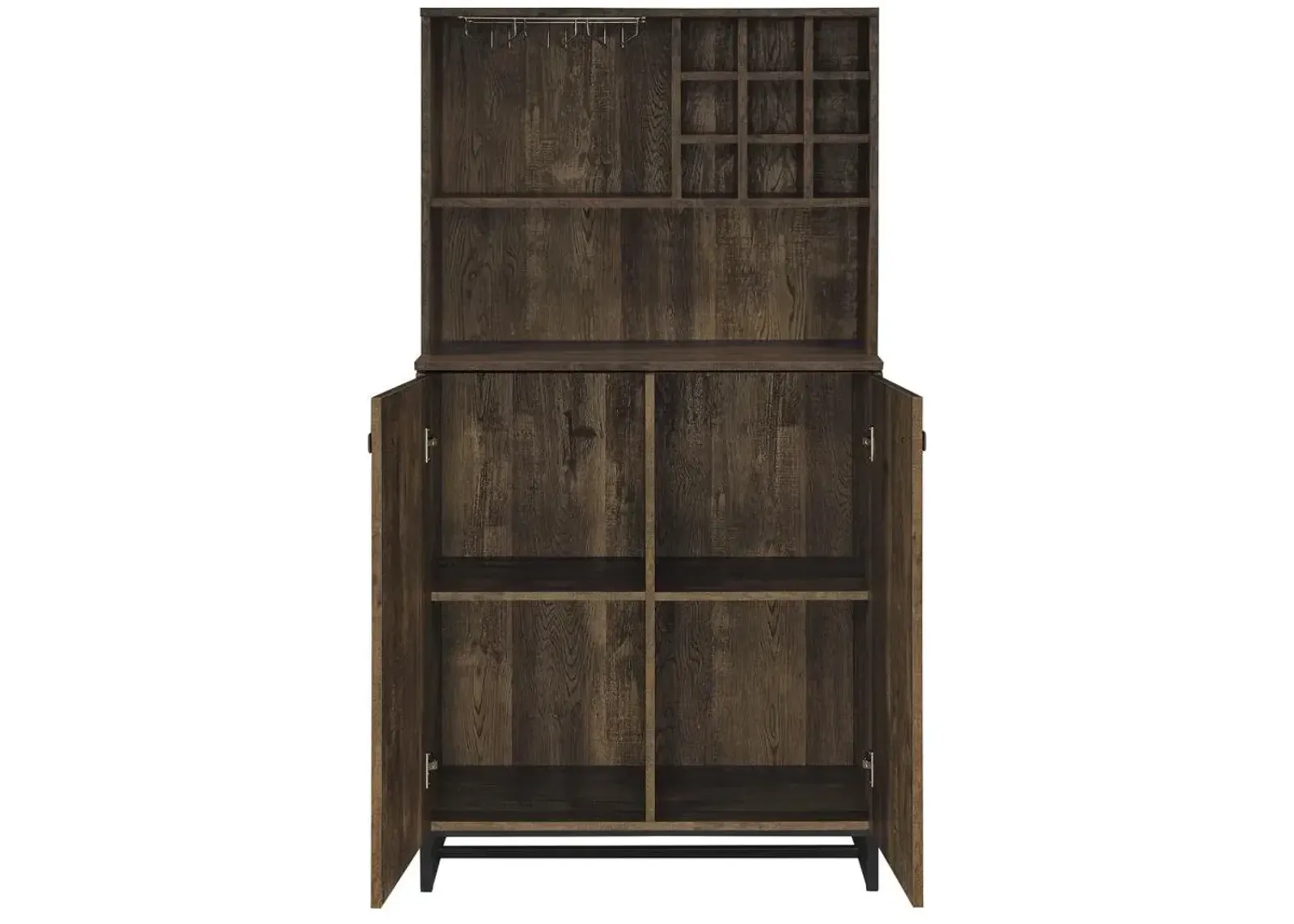 Mendoza 2-Door Home Bar Cabinet Wine Storage Rustic Oak