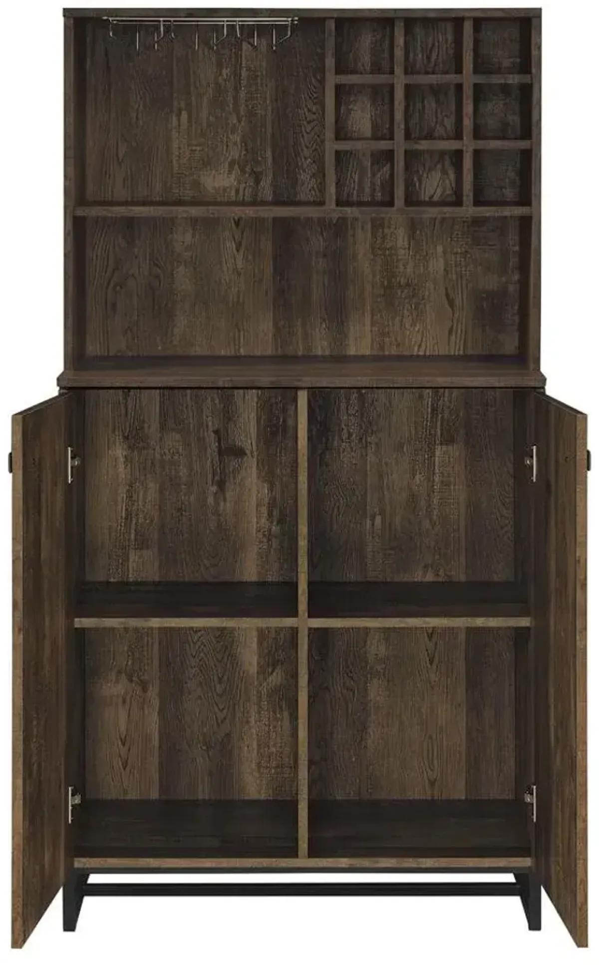 Mendoza 2-Door Home Bar Cabinet Wine Storage Rustic Oak