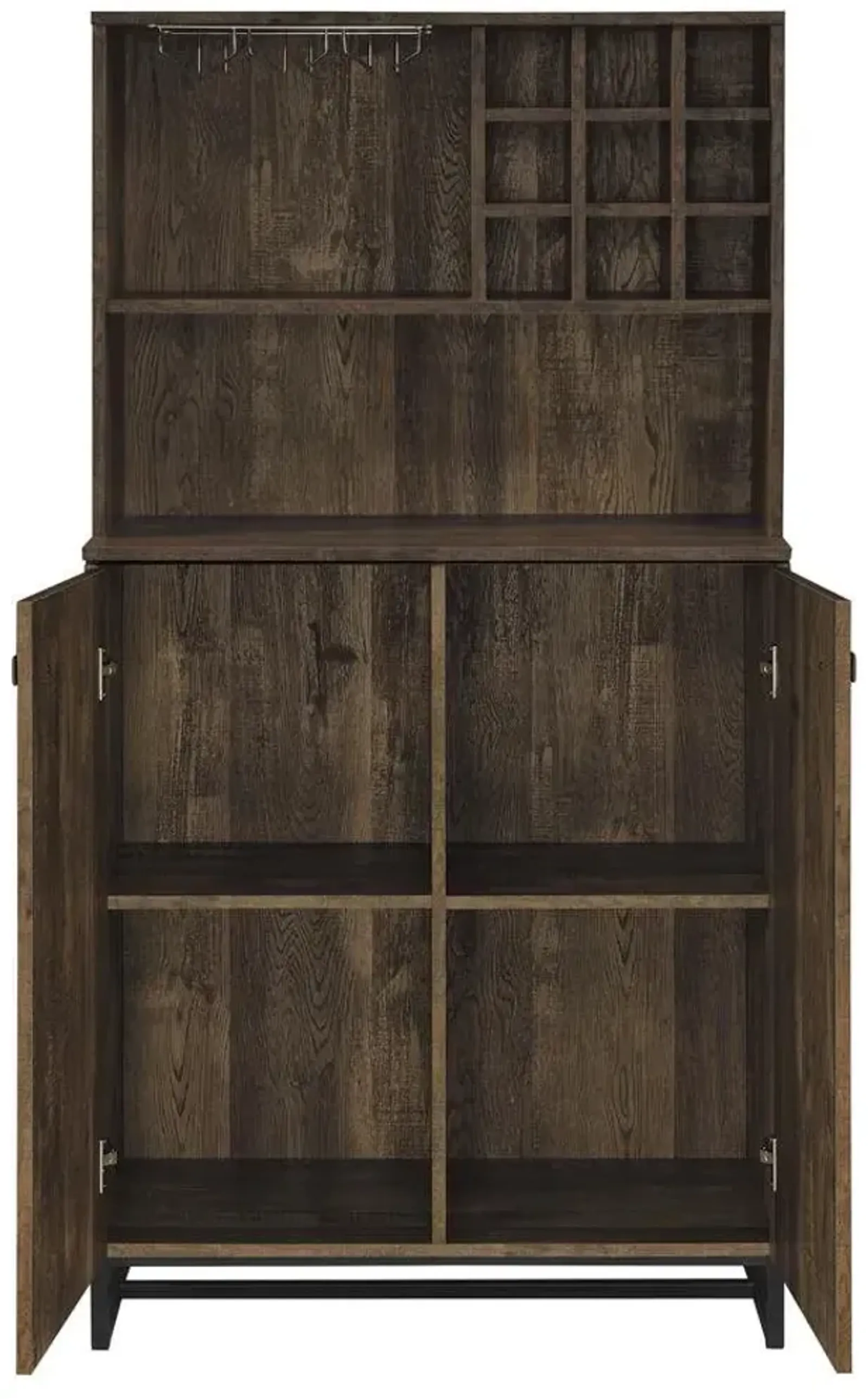 Coaster Mendoza 2-Door Home Bar Cabinet Wine Storage Rustic Oak