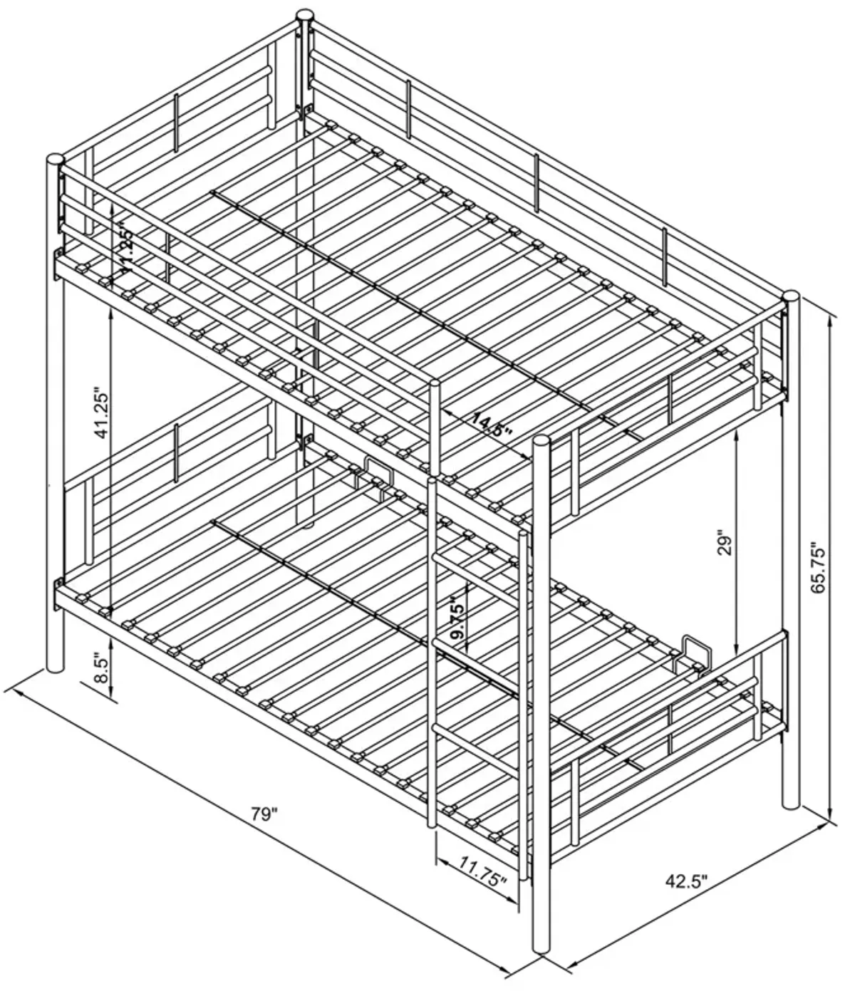 Coaster Hayward Metal Twin Over Twin Bunk Bed Black