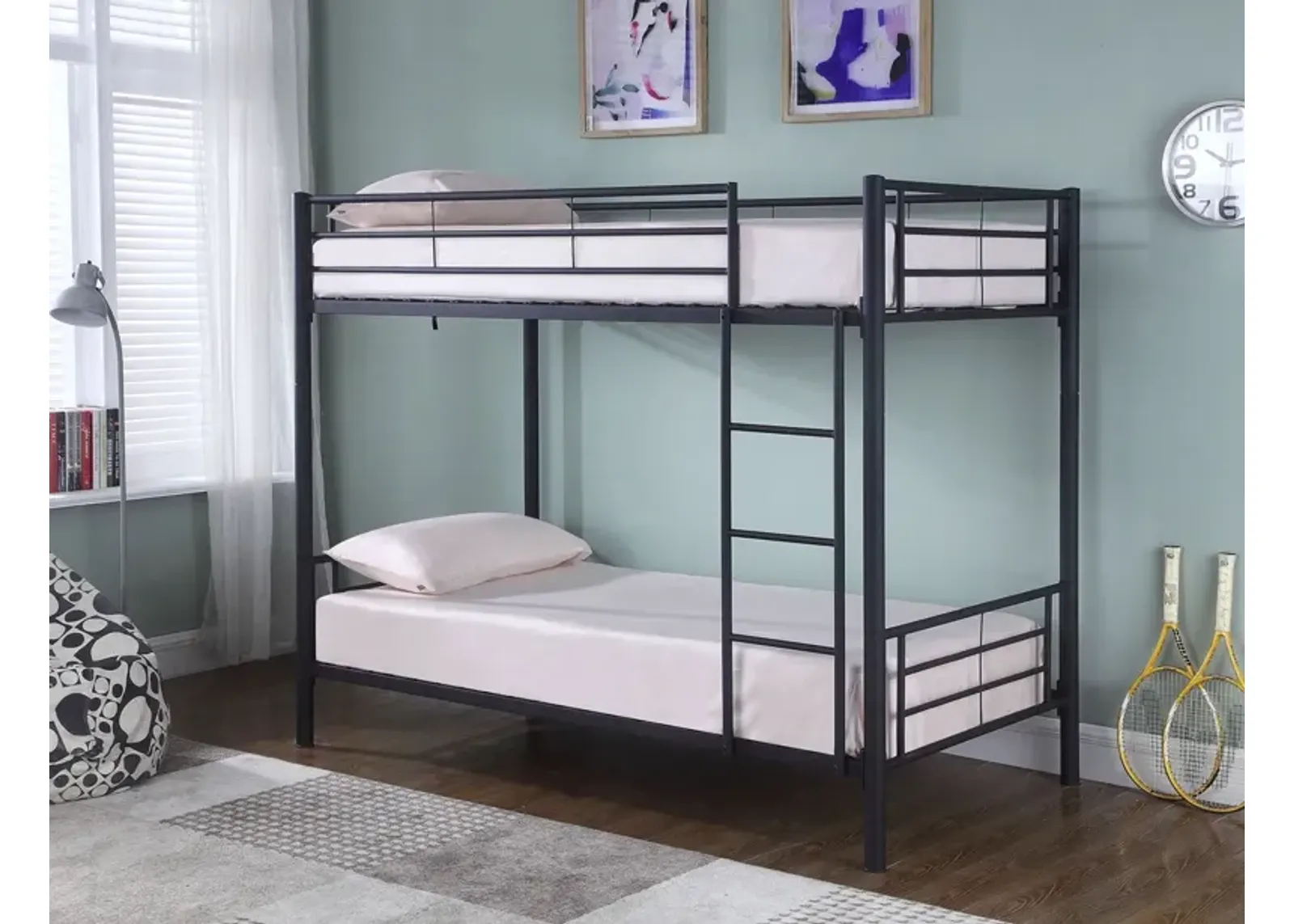 Coaster Hayward Metal Twin Over Twin Bunk Bed Black