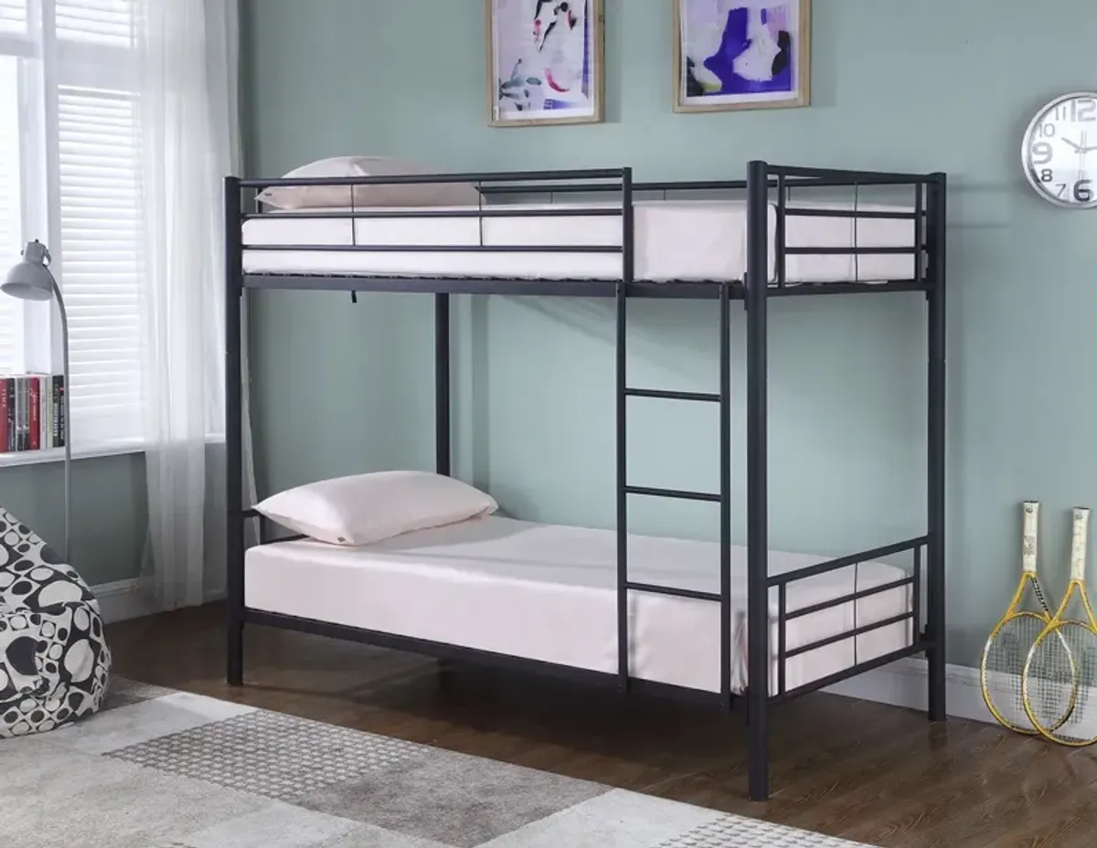 Coaster Hayward Metal Twin Over Twin Bunk Bed Black