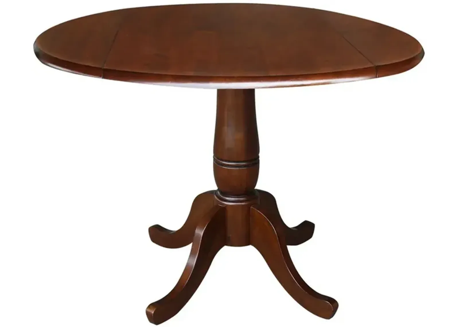 John Thomas Dining Essentials 42 Inch Drop Leaf Table Top with 30 Inch Traditional Pedestal Base in Espresso