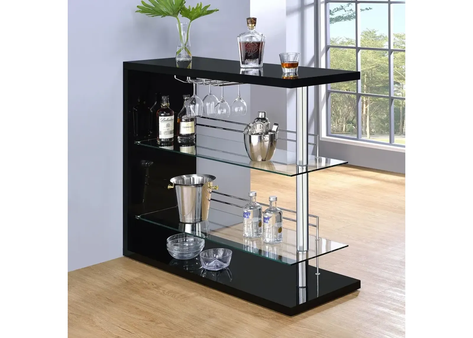 Prescott Rectangular Home Wine Table Black High Gloss