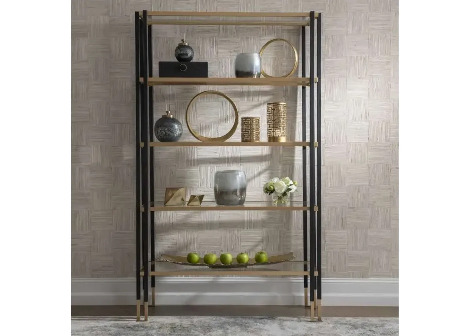 Uttermost Kentmore Black/Gold Etagere Bookcase